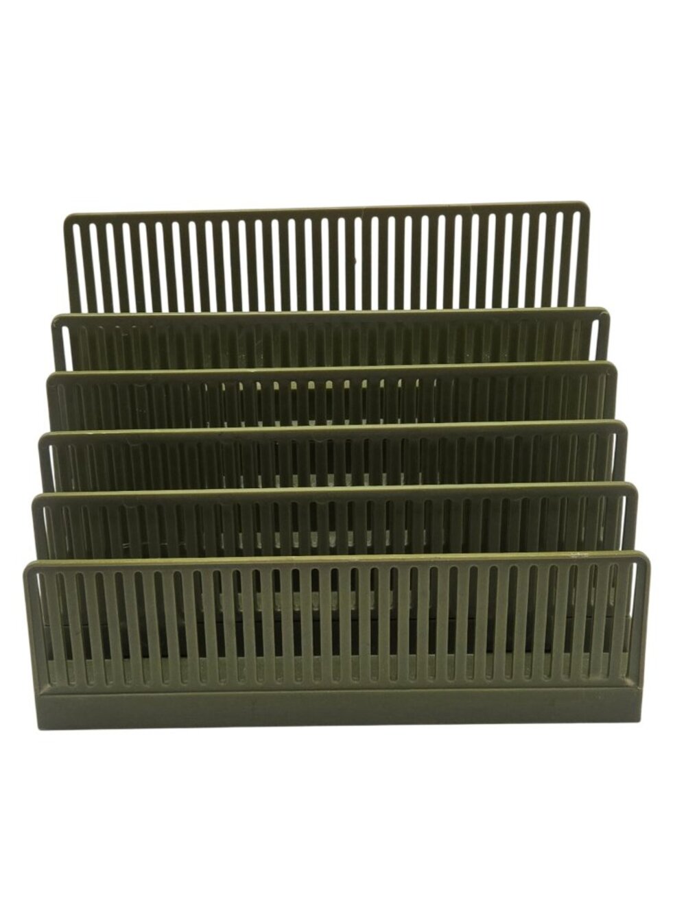 Vintage Olive Green Plastic Desktop File Mail Organizer Wall Mountable AS IS